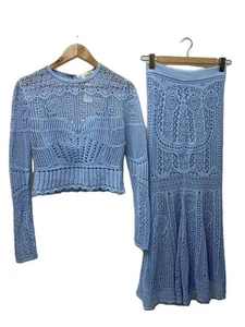 Alexander McQueen Hellblau Baumwolle Cropped Spitze Top & Meerjungfrau Rock Set Größe M - Bild 1 von 5