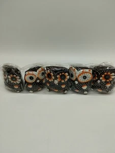 Set Of 5 Little Wooden Painted Owls 2.5" Tall Fall Shelf Decor - Picture 1 of 6