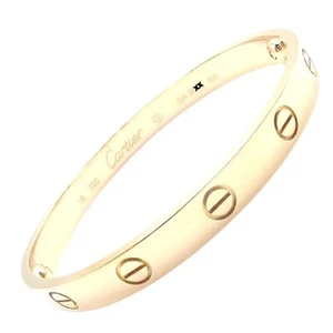 Authentic! Cartier 18k Yellow Gold Love Bangle Bracelet Size 19 Paper - Picture 1 of 10