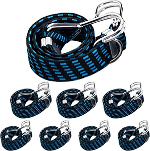 Heavy Duty Rubber Bungee Cords with Hooks Outdoor 8 PCS Elastic Tie Down Bung... - Picture 1 of 12