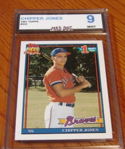 CHIPPER JONES Rookie****1991 TOPPS #333---MINT 9****BRAVES***Mad Dog GRADED - Picture 1 of 1
