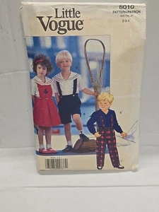 Little Vogue 8010 Children's Jumper Pants Suspenders Shorts Shirt Cut Complete - Picture 1 of 4