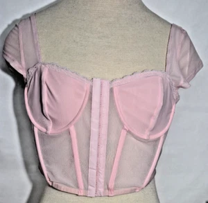 Charlotte Russe Pink Sheer Mesh Underwire Cups Coreset top L Large - Picture 1 of 7