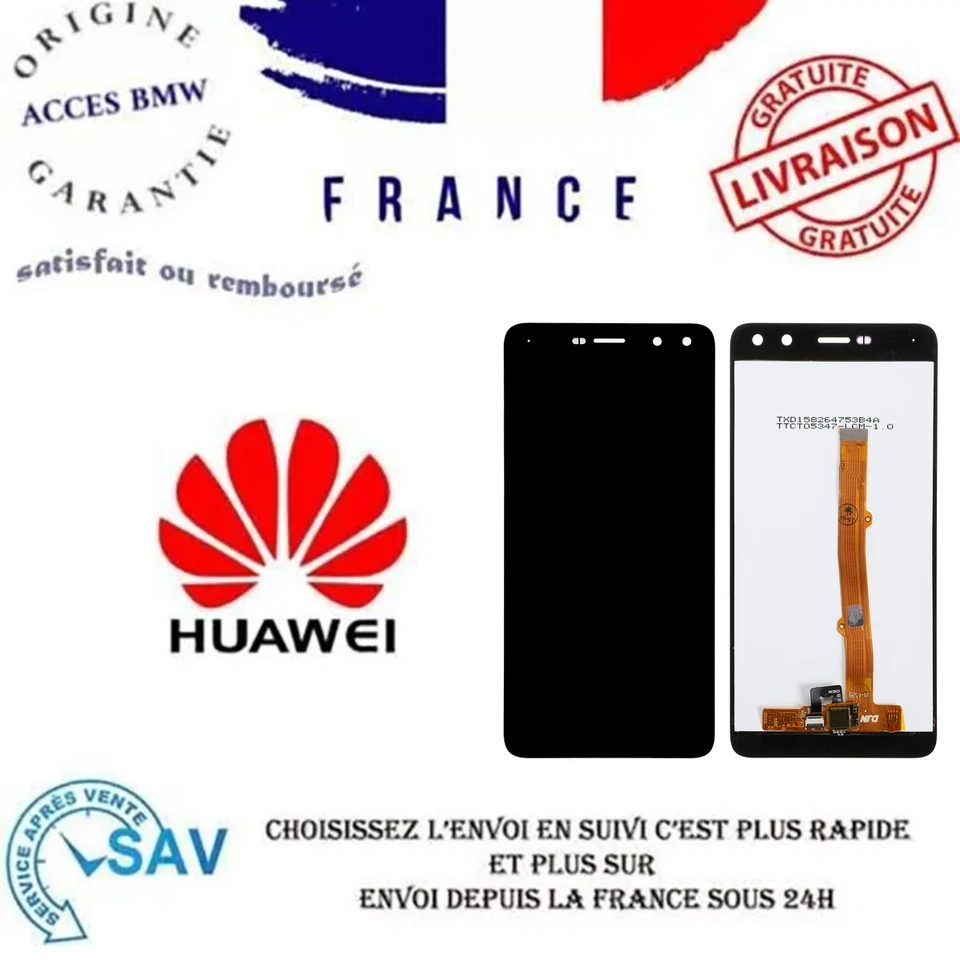 Ecran LCD et Vitre Tactile Noir Sans Chassis pour Huawei Y6 2017 - Photo 1/1