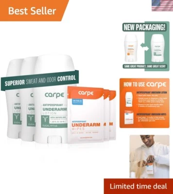 Ultra-Effective Antiperspirant Trio for Excessive Sweating with Eucalyptus Wipes - Image 1 of 4