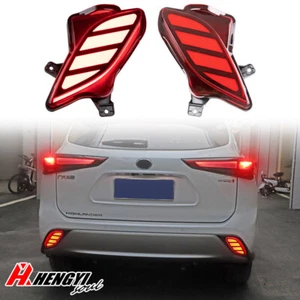 Pair LED Rear Bumper Fog Lights Brake Turn Lamps For Toyota Highlander 2020-2022 - Picture 1 of 5
