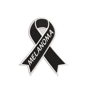 Melanoma Awareness Support Ribbon Black Patch Embroidered Iron-on Applique - Picture 1 of 12