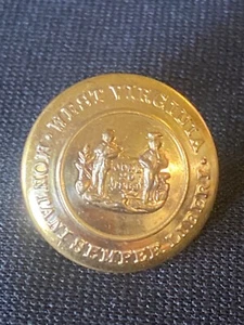 Vintage State Seal of West Virginia 1” Gold Button Superior Quality - Photo 1/5