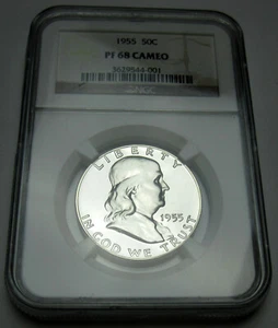 1955 PF 68 CAMEO Franklin Silver Half Dollar NGC Proof 68 CAMEO - Picture 1 of 10