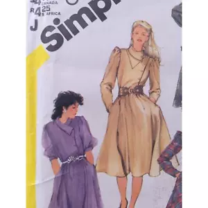 80s B36 Shirtwaist Dress Sewing Pattern, Asymmetrical Front - Simplicity 6025 - Picture 1 of 7