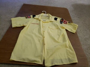 Boy Scouts BSA Uniform yellow blouse Size 16 With Patches Vintage - Picture 1 of 12