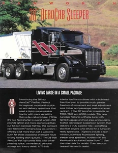 Truck Data Sheet - Kenworth - 38" AeroCab Sleeper - c1995 - Brochure (T4573) - Picture 1 of 1