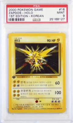 *Korean* 2000 Pokemon Game # 16 Zapdos Holo 1st Edition PSA 9 Card MINT! Rare! - Image 1 of 2