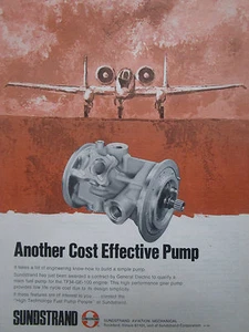 12/1975 PUB SUNDSTRAND AVIATION FAIRCHILD A-10 FUEL PUMP TF34 ENGINE ORIGINAL AD - Picture 1 of 1