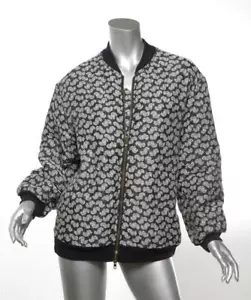STELLA MCCARTNEY Mujer Marina Floral Acolchado Bomber Acanalado Ribbed Trim Chaqueta Abrigo 0/36 - Imagen 1 de 6