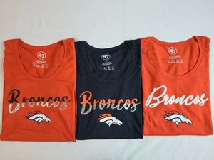 Denver Broncos Women's T-Shirts Size L, '47 Brand Short Sleeve Orange Lot of 3 - Picture 1 of 10