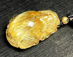 25,2 g Top seltenes natürliches goldenes Haar rutiliertes Pixiu Quarz Mineralkristall - Bild 1 von 8