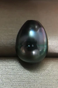 14,2x9,7 mm Natural Tahitiano genuino negro pavo real cultivado perla suelta perforada - Imagen 1 de 1