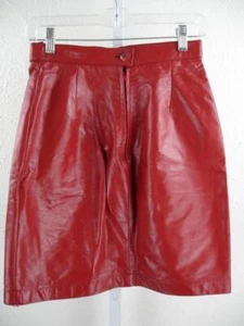 Women's S 10 27" Waist Vtg 1980's Wilsons Red Leather Skirt Straight Lined SEXY - Picture 1 of 16