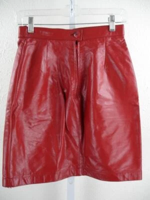 Mujer S 10 27" Cintura De Colección Años 80 Wilson Rojo Cuero Falda Forrada Recta SEXY Foto 1 de 4