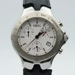Ebel Sportwave Men's Chrono Watch Steel 39MM 6251641 Quartz With Leder Band E280 - Picture 1 of 9
