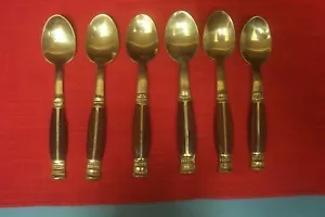 6 Stück Vintage Messing 4 1/2" Demitasse Löffel, Made in Thailand, top - Bild 1 von 2