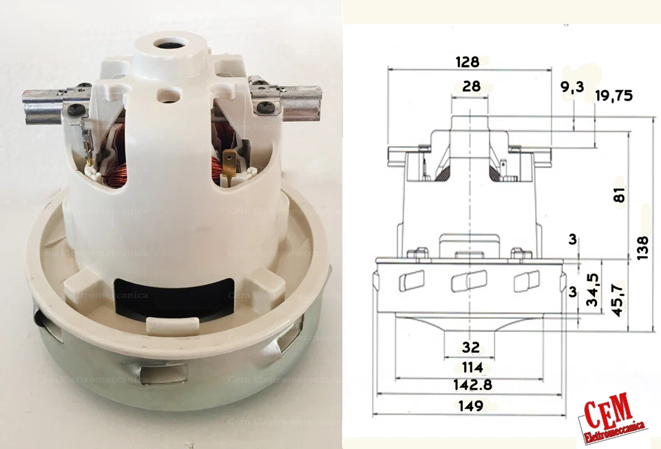 Motore per aspirapolvere ISS 35 45 55 WURTH ricambio originale AMETEK