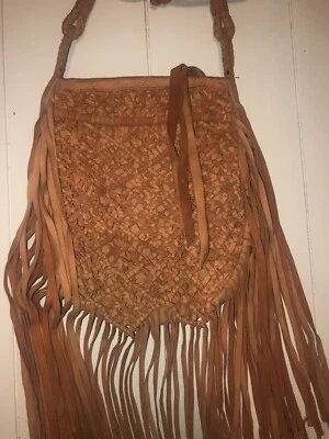 Cartera Bandolera Cleobella Cuero Tostado/Marrón BOHO Flecos Foto 1 de 4