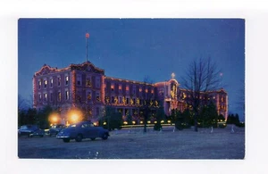 Postal Lowell MA, vista nocturna, coche, iluminación de Navidad, Seminario de San Francisco - Imagen 1 de 2