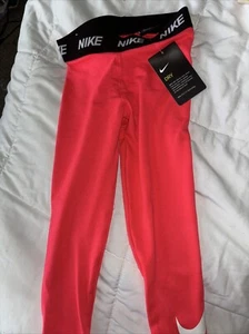 Nike Dry Little Girls Leggings  Black Pink White  Size 6 New - Picture 1 of 6