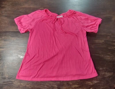 Blusa rosa Kim Rogers para mujer con detalles de encaje cuello atado manga 3/4 talla PXL Foto 1 de 4