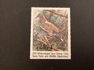 Collectzone US Texas 1979 White Winged Dove Hunting VF NH Birds - Bild 1 von 2