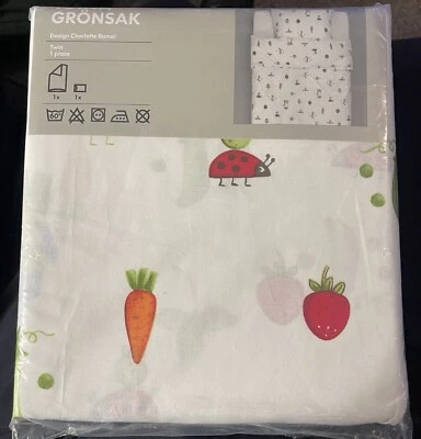 IKEA Torva Gronsak Sheet Pillowcase Vegetables Ladybugs Garden Twin SZ Cotton - Image 1 of 3