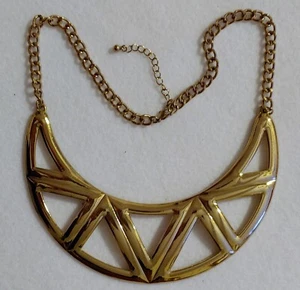 Vintage - large Goldtone Choker Statement Necklace 16 IN / With 2 in EXT - Picture 1 of 10