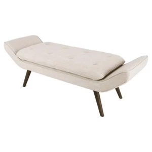 New Pacific Direct Newcastle 17" Fabric Tufted Bench in Flax Beige - Picture 1 of 5