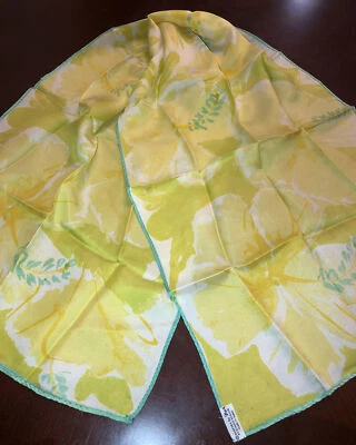 Bufanda vintage Vera amarilla floral mezcla seda Foto 1 de 4