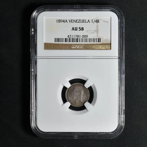1894A Venezuela, 25 Centimos, Y# 20, NGC AU58 - Picture 1 of 8