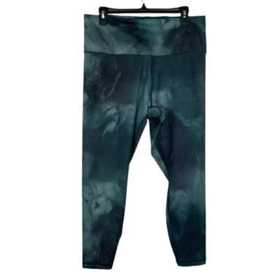 Legging ajustado Athleta Elation estampado 7/8 verde negro tie dye jaspeado para mujer 1X Foto 1 de 4