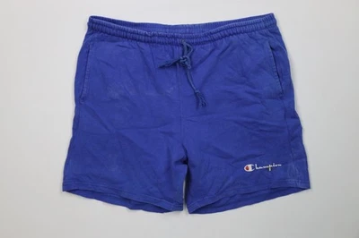 Vtg 90s Champion Mens M Distressed Spell Out Above Knee Shorts Blue Cotton USA - Image 1 of 4