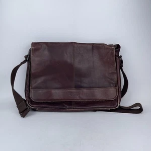 Kenneth Cole Reaction Messenger Bag braun veganes Leder gefüttert Umhängegurt - Bild 1 von 8