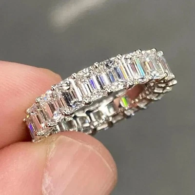 3.00 - 4.00 Ct Lab Grown Diamond Band Ring 14K White Gold Eternity Band - Image 1 of 4
