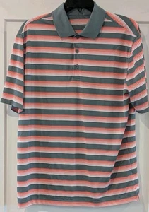 Men's NIKE Golf Polo Tour Performance Dri-Fit Gray/Orange/White Striped... - Picture 1 of 6