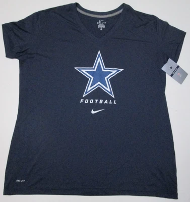 New Nike Dallas Cowboys NFL Football Dri-Fit V-Neck  t-shirt Women 2XL NWT Navy - Image 1 of 4