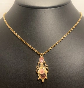 Fabelhafte Halskette mit goldfarbenem Rosenanhänger von 1928 Vintage - Bild 1 von 7