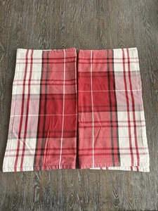 Pottery Barn Kissenbezug 24 Fuß x 24 Zoll rot kariert Baumwolle Akzent 2er Set Urlaub - Bild 1 von 5