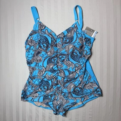 Amoena Bathing Suit Womens 24C One Piece Swimsuit Mastectomy Tahiti Paisley - Image 1 of 4
