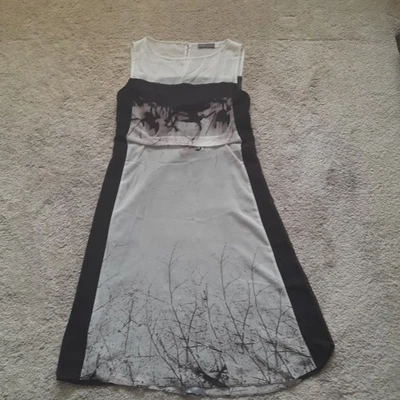 Mint Velvet Monochrome Sleeveless Dress Lined Silk Trim UK 10 - Image 1 of 4