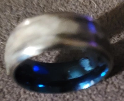 Anel/banda de quartzo branco genuíno (aço inoxidável), feita à mão  - Imagem 1 de 2