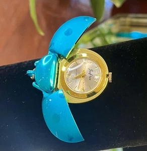 Vintage Ladybug Watch Pendant by Suflex – Swiss Made, Blue Enamel - Picture 1 of 6