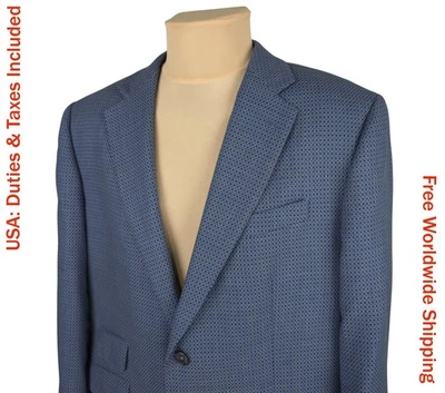 Charles Tyrwhitt Mens Blue Polka Dot Wool Blazer Jacket Size UK/US 44 (XL) - Image 1 of 4